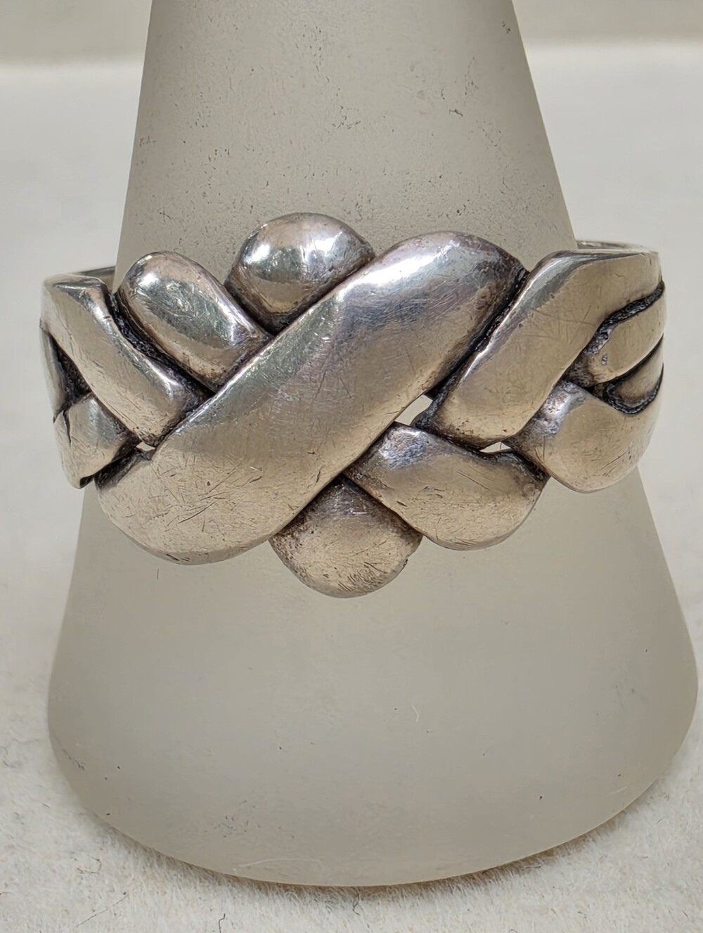 Polished Silver Braided Statement Ring - Size 11.5 • 6.10g